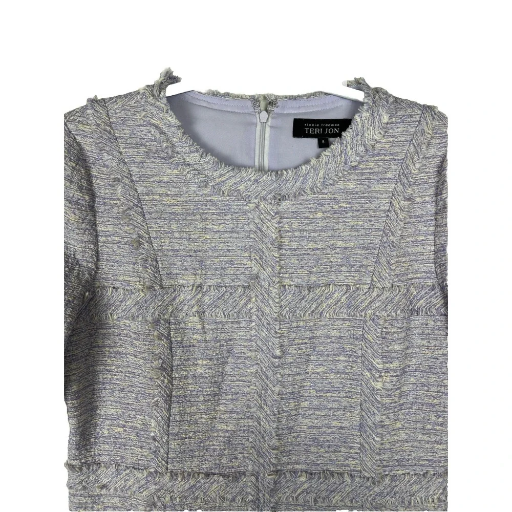 Teri Jon by‎ Rickie Freeman Metallic Tweed Geo Stripe Dress Womens Size 8 - Picture 2 of 11